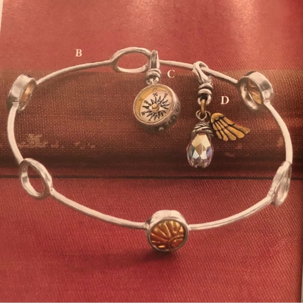 Silpada Sterling Silver and Brass Charm Bangle Bracelet - Picture 3 of 9